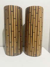Bamboo Effect Plastic Vases Pair 10 Inch High 4 Inch Wide