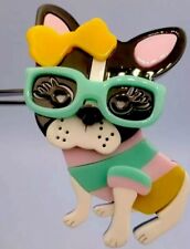 Modern BROOCH Handmade  French Bulldog Boston Terrier Dog Puppy acrylic Glasses