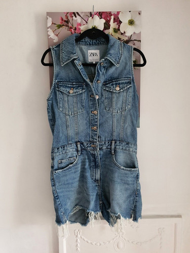 Zara blue denim - zara, playsuit