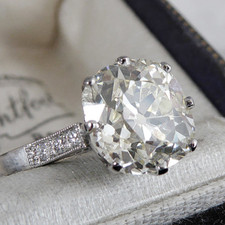4.11 TCW Old mine Cushion Cut Vintage Engagement Ring 14k White Gold Plated