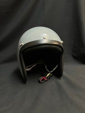 TT &CO LAMBRETTA BIKER GREY HELMET Vtg Style Open Face Slim Fit Low Profile