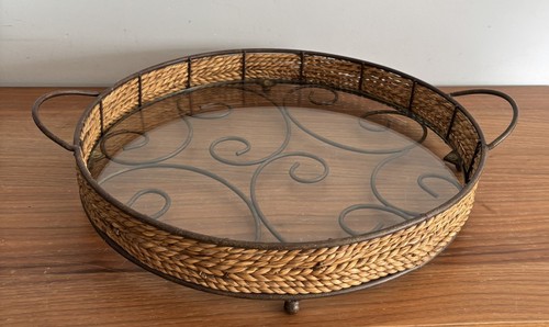 Vintage iron wicker glass - vintage,