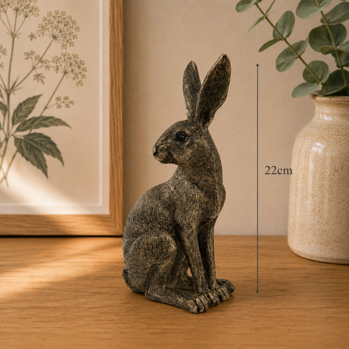 Bronze effect sitting hare - effect,