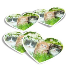 4x Heart Stickers - Gorgeous Kittens Garden Cats Animals #8663
