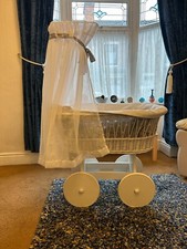 Moses Basket Wicker Crib with Baby Full Bedding Set With Canopy To Fit