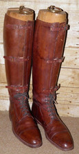 WW1 Military Gents Brown Leather Field Boots & Trees Size UK 11 By Huntley