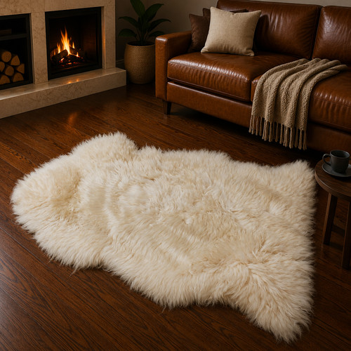 Genuine ivory sheepskin rug - ivory,