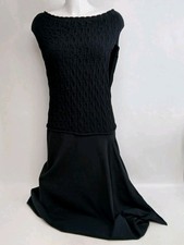Sarah Pacini Asymmetric Black Knit Dress Size 2 UK Size 10/12 Stretchy Dress