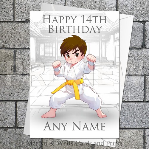 Karate boy birthday card - karate,