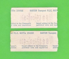 Barton Transport of Nottingham - 2 x Setright Bus Tickets - 30p & 46p - c.1970s
