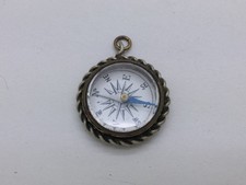 Small Nickel / White Metal Directional Compass Albert Pendant Fob
