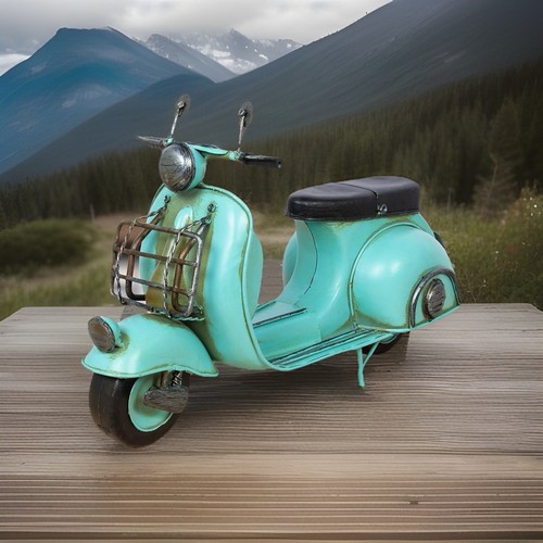 Metal tin teal blue model - tin,