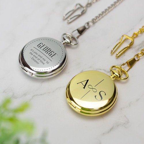 Personalised pocket watch gold - personalised,
