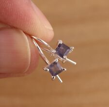 Natural Iolite Solid 925 Sterling Silver Stylish Earrings Gift Boxed
