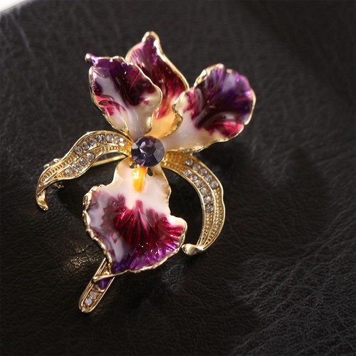 Iris flower brooch sparkling - flower,