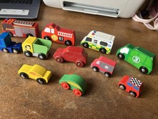 Used Wooden Trainset Vehicles,fire Engine,lorry,truck,car,ambulance Etc