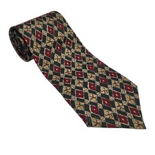 Giorgio Armani Tie Silk Geometric Red Green Men's Neck Tie