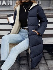 Navy Blue Ladies Long Hooded