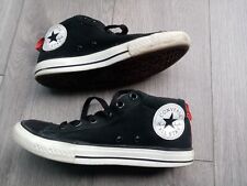 Junior Youth Converse All Star Chuck Taylor Mid Top Trainers Black Size UK 4