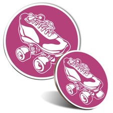 Mouse Mat & Coaster Set Roller Skates Boots Retro 80's Disco #56112