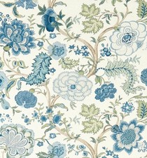 Sanderson Curtain Fabric 'SALISBURY JACOBEAN' 2.3 METRES TETBURY BLUE 100% Hemp