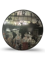 World Map Mirror 12hr Clock