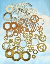 Die Cut cuts Steampunk cogs x 60 Gold, Silver, Copper card topper