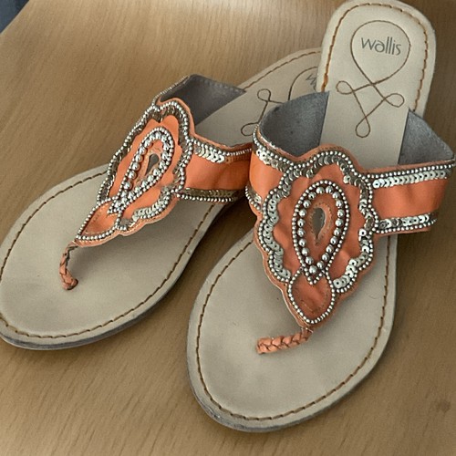 Sandals orange beaded toe - orange,