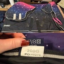 Shires Tempest Pink Nebular Fixed Neck 200g Turnout Rug 6ft