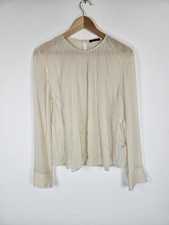 Massimo Dutti - Sheer Cream Long Sleeve Top - Small