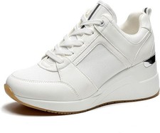 Women's White Heeled Wedge