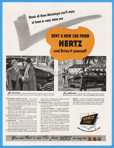 1949 hertz rental cars - hertz,