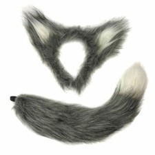 WOLF EARS AND TAIL SET GREY