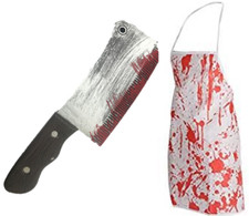 Halloween Butcher Set Fake Butcher Knife with Adult Bloody Apron Costume Fancy