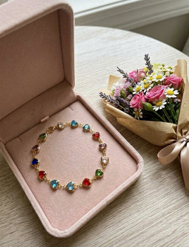 Gold tone multicolour crystal - gold,