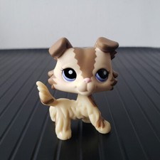 Rare Littlest pet shop LPS #2210 Brown Collie Dog Blue Eyes Puppy Toys Gift
