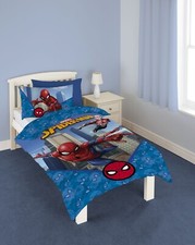 Spiderman Single Duvet Cover Bedding Set Disney Marvel Avengers City Blue Gift