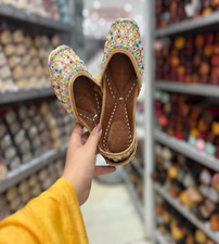 Women punjabi Jutti mojari ethnic khussa UK size 4-8 wedding shoe embroidery sun