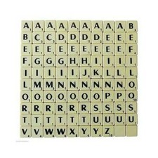 TILES IVORY/BLACK LETTERS FULL SET 100 PIECES -PLASTIC IVORY COLOURED