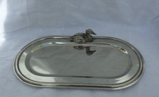 Vintage French Silver-Plated Tray With Swan, oblong Tray/Platter.