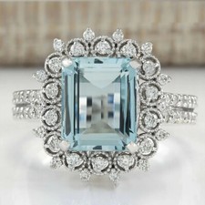 4Ct Emerald Cut Aquamarine &