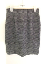 French Mary Tweed Pencil Wooly  Check Skirt Size 8