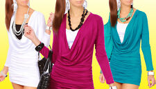 Womens Mini Dress Cowl Neck Fancy Trendy Wrinkled Ladies Tunic "Wiera" 4012