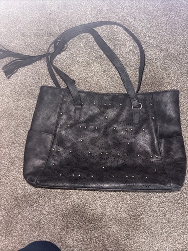 Medium dark grey faux - grey, leather