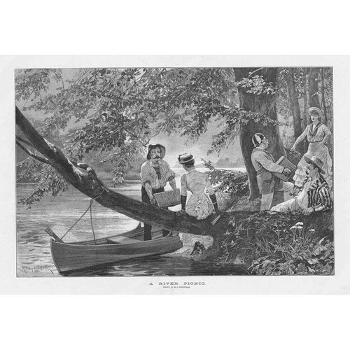 Victorian river picnic by - a,