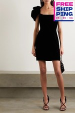 RRP€4450 RALPH & RUSSO Velvet Mini Dress FR44 US12 UK16 XXL Black Puff Sleeve