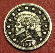 HOBO Nickel Mayan Skull made
