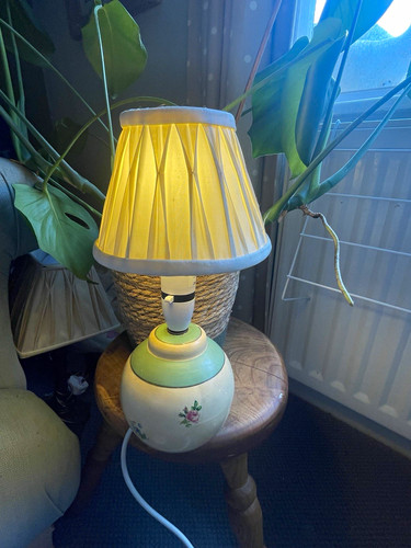 Vintage ceramic floral table - ceramic,
