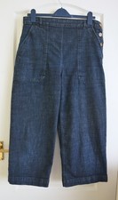 Toast Annie Indigo Denim Cropped Jeans Size 14 Blue Side Buttons Trousers Pants