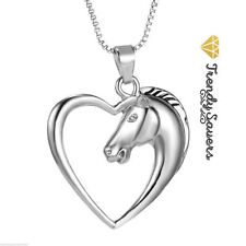 Women's 925 Sterling Silver Plated Horse Pendant 18" Necklace 